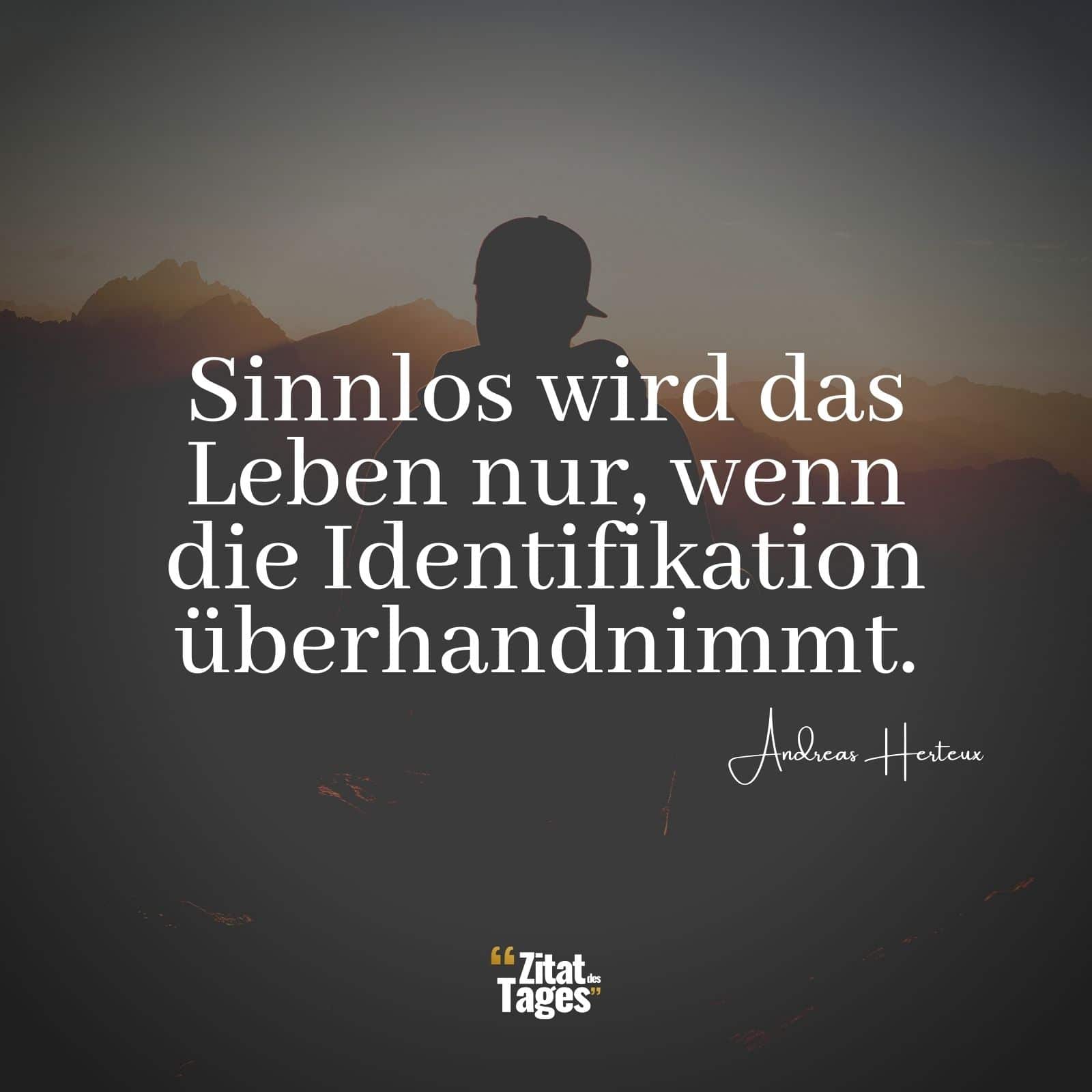 Sinnlos wird das Leben nur, wenn die Identifikation überhandnimmt. - Andreas Herteux