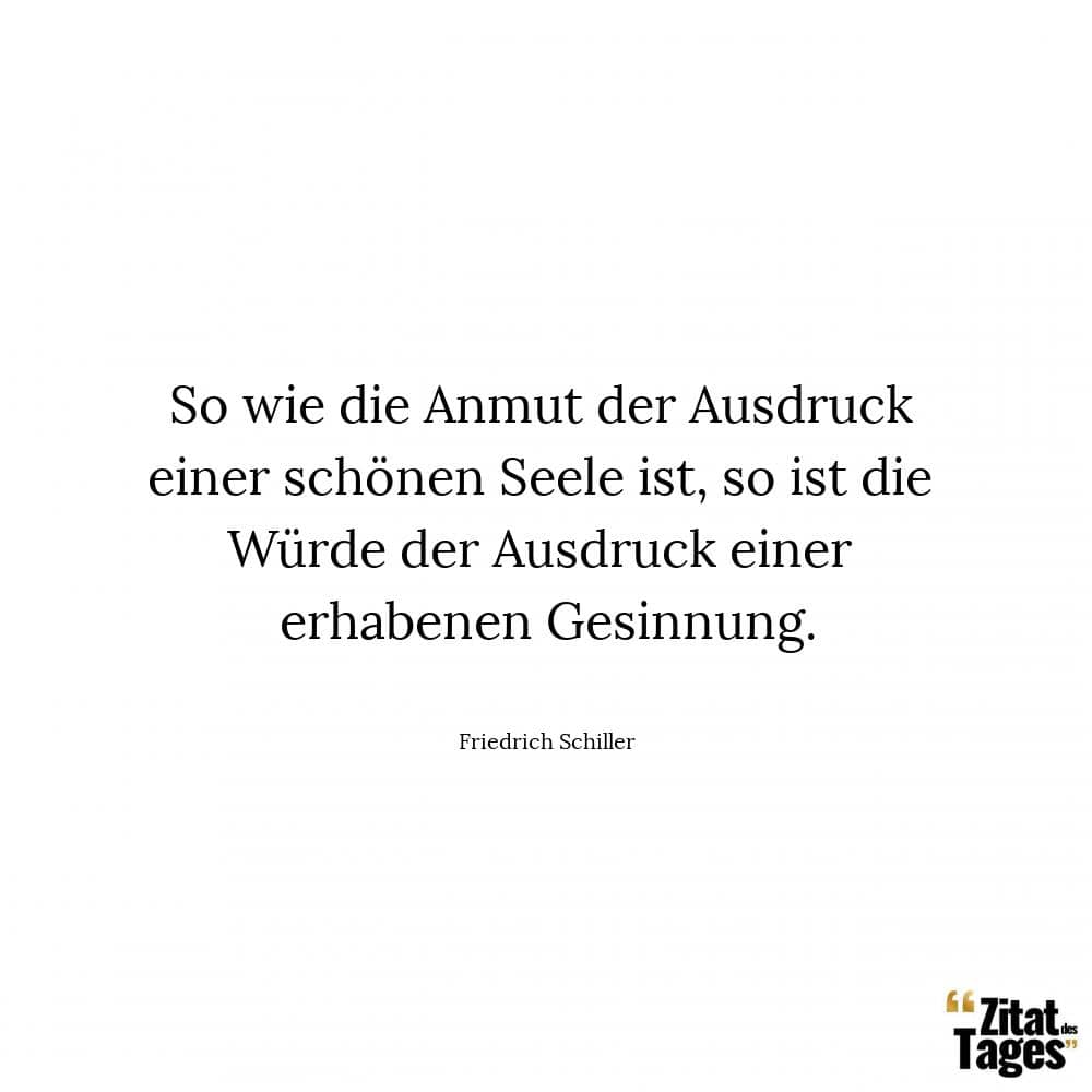 So wie die Anmut der Ausdruck einer schönen Seele ist, so ist die Würde der Ausdruck einer erhabenen Gesinnung. - Friedrich Schiller