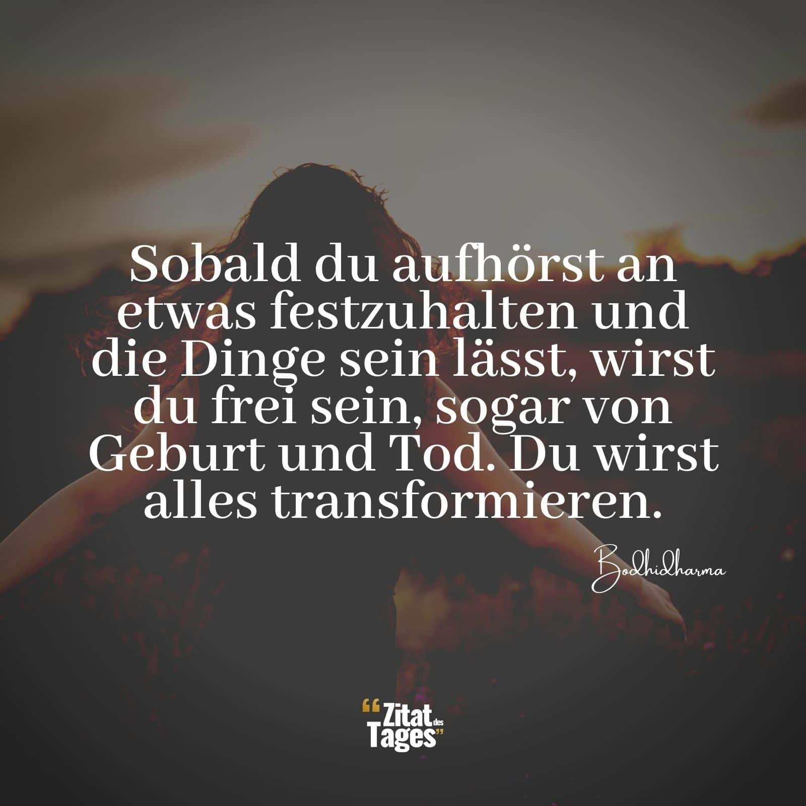 Sobald du aufhörst an etwas festzuhalten und die Dinge sein lässt, wirst du frei sein, sogar von Geburt und Tod. Du wirst alles transformieren. - Bodhidharma