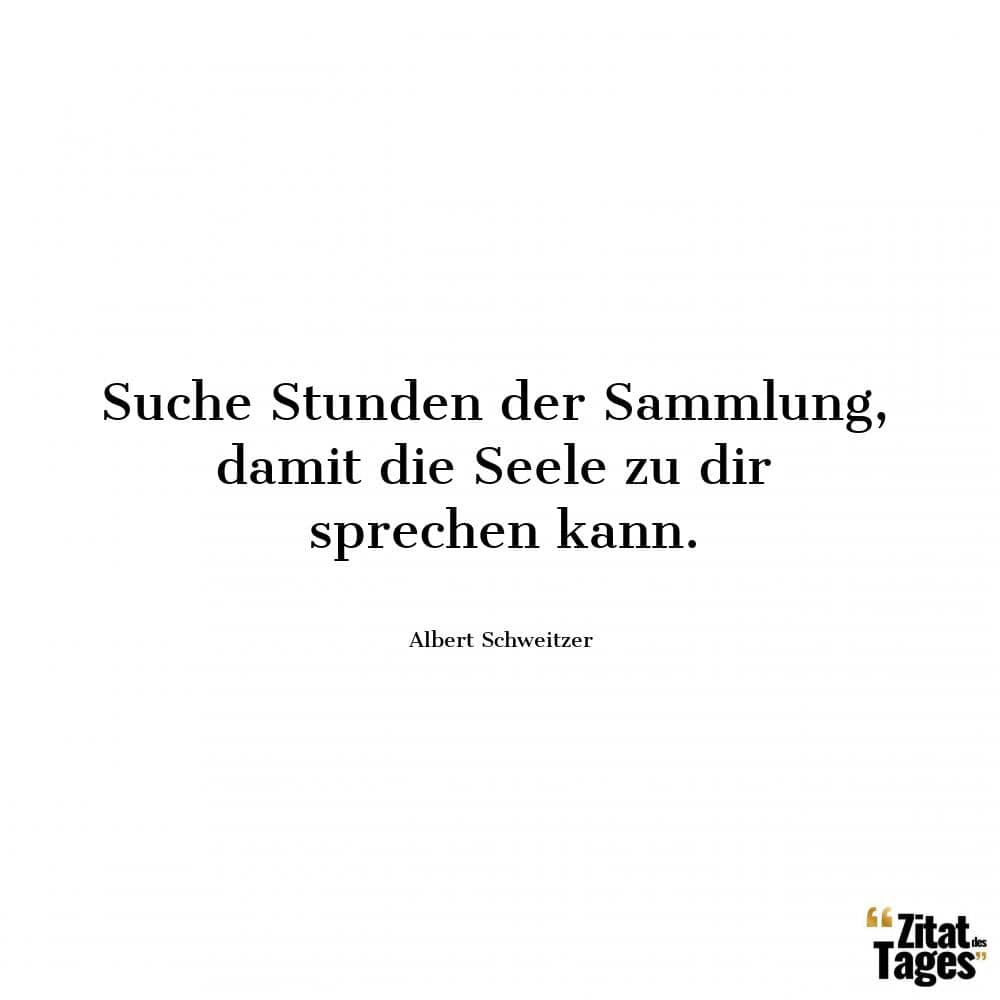 Suche Stunden der Sammlung, damit die Seele zu dir sprechen kann. - Albert Schweitzer