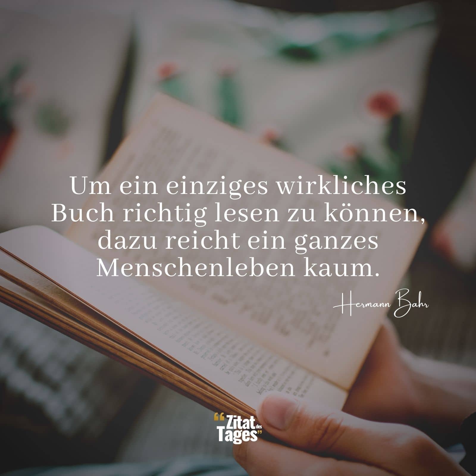 Um ein einziges wirkliches Buch richtig lesen zu können, dazu reicht ein ganzes Menschenleben kaum. - Hermann Bahr