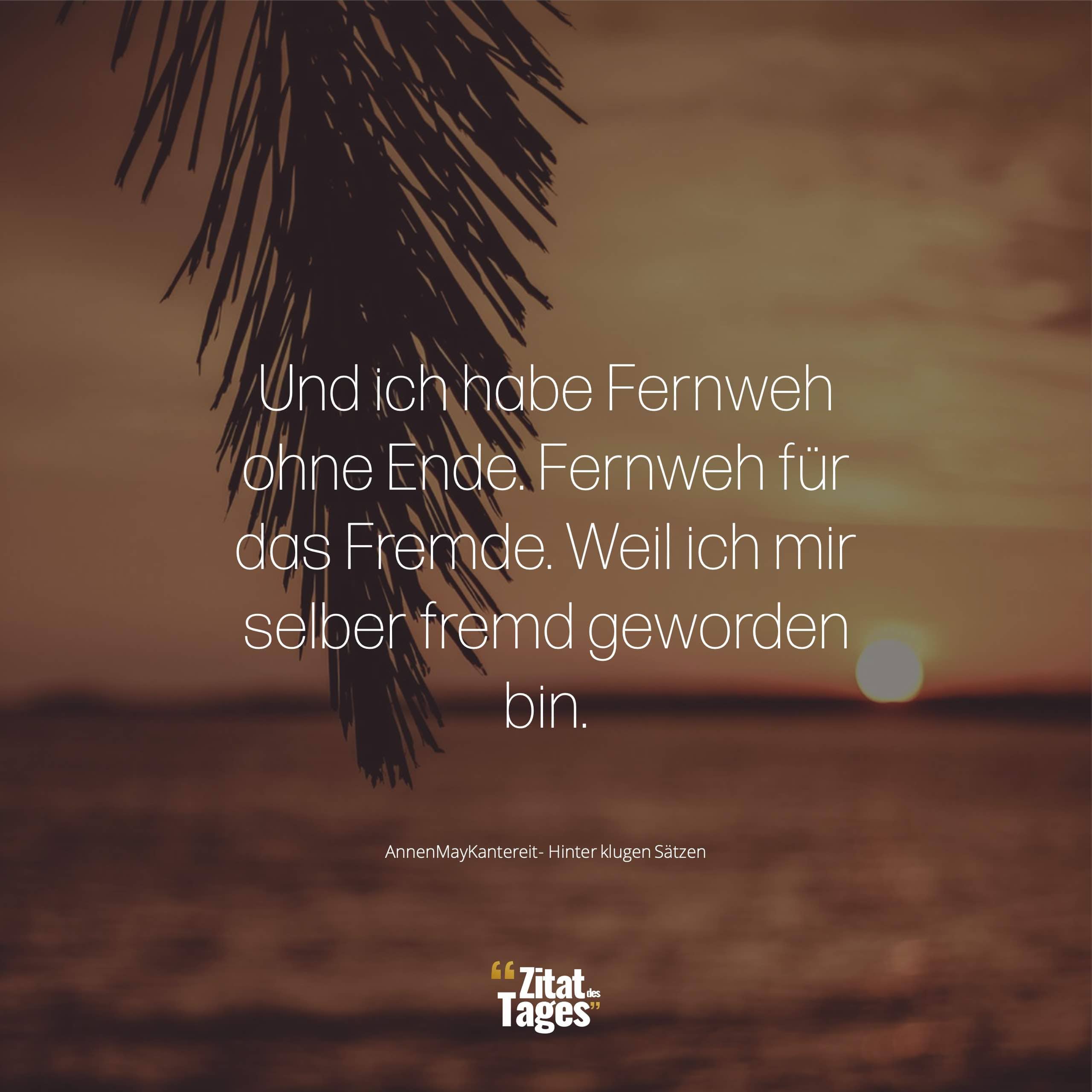 Und ich habe Fernweh ohne Ende. Fernweh für das Fremde. Weil ich mir selber fremd geworden bin. - AnnenMayKantereit