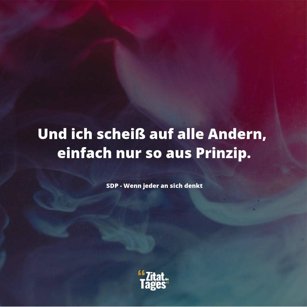 Und ich scheiß auf alle Andern, einfach nur so aus Prinzip. - SDP