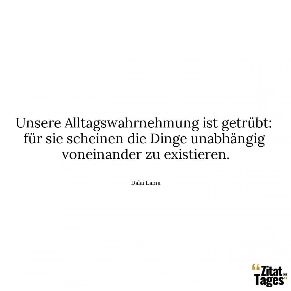 Unsere Alltagswahrnehmung ist getrübt: für sie scheinen die Dinge unabhängig voneinander zu existieren. - Dalai Lama