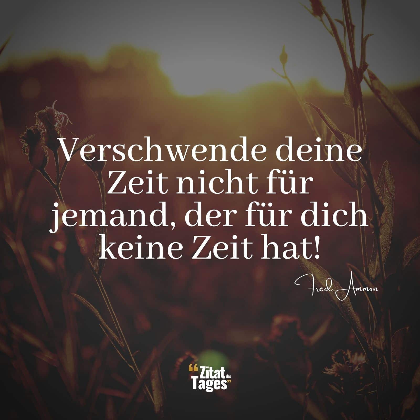 Verschwende deine Zeit nicht für jemand, der für dich keine Zeit hat! - Fred Ammon