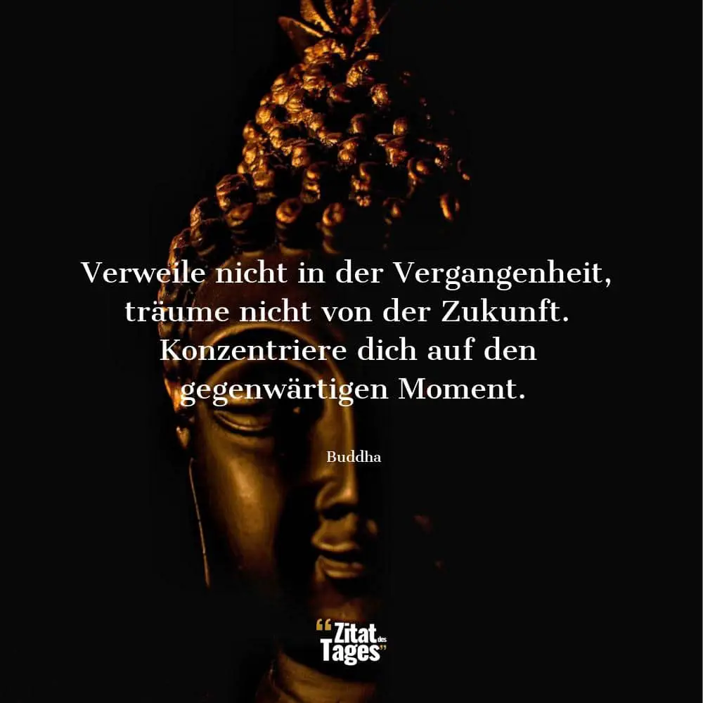 Verweile nicht in der Vergangenheit, träume nicht von der Zukunft. Konzentriere dich auf den gegenwärtigen Moment. - Buddha