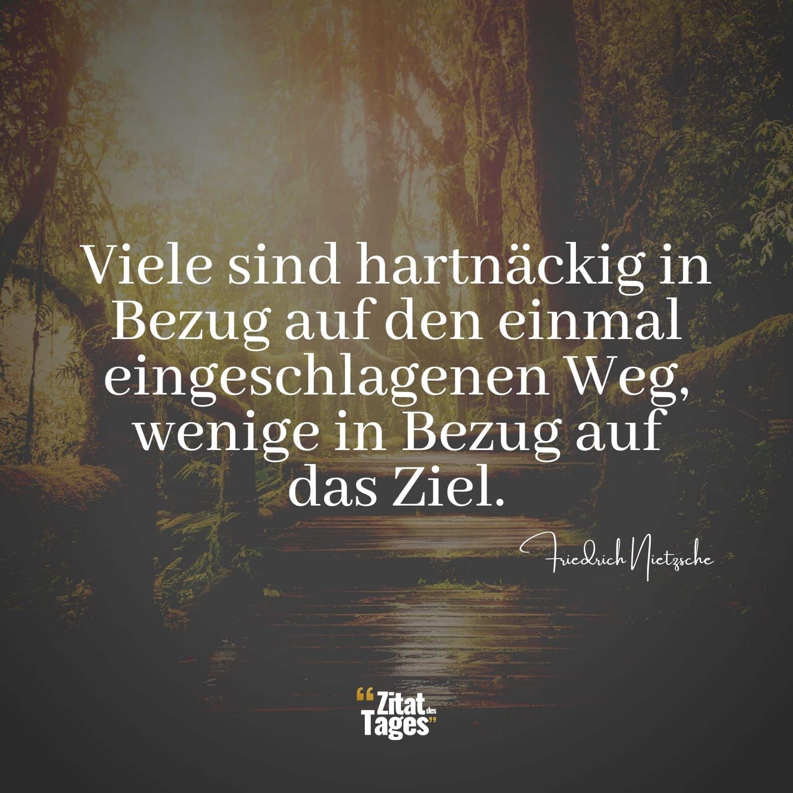 Viele sind hartnäckig in Bezug auf den einmal eingeschlagenen Weg, wenige in Bezug auf das Ziel. - Friedrich Nietzsche