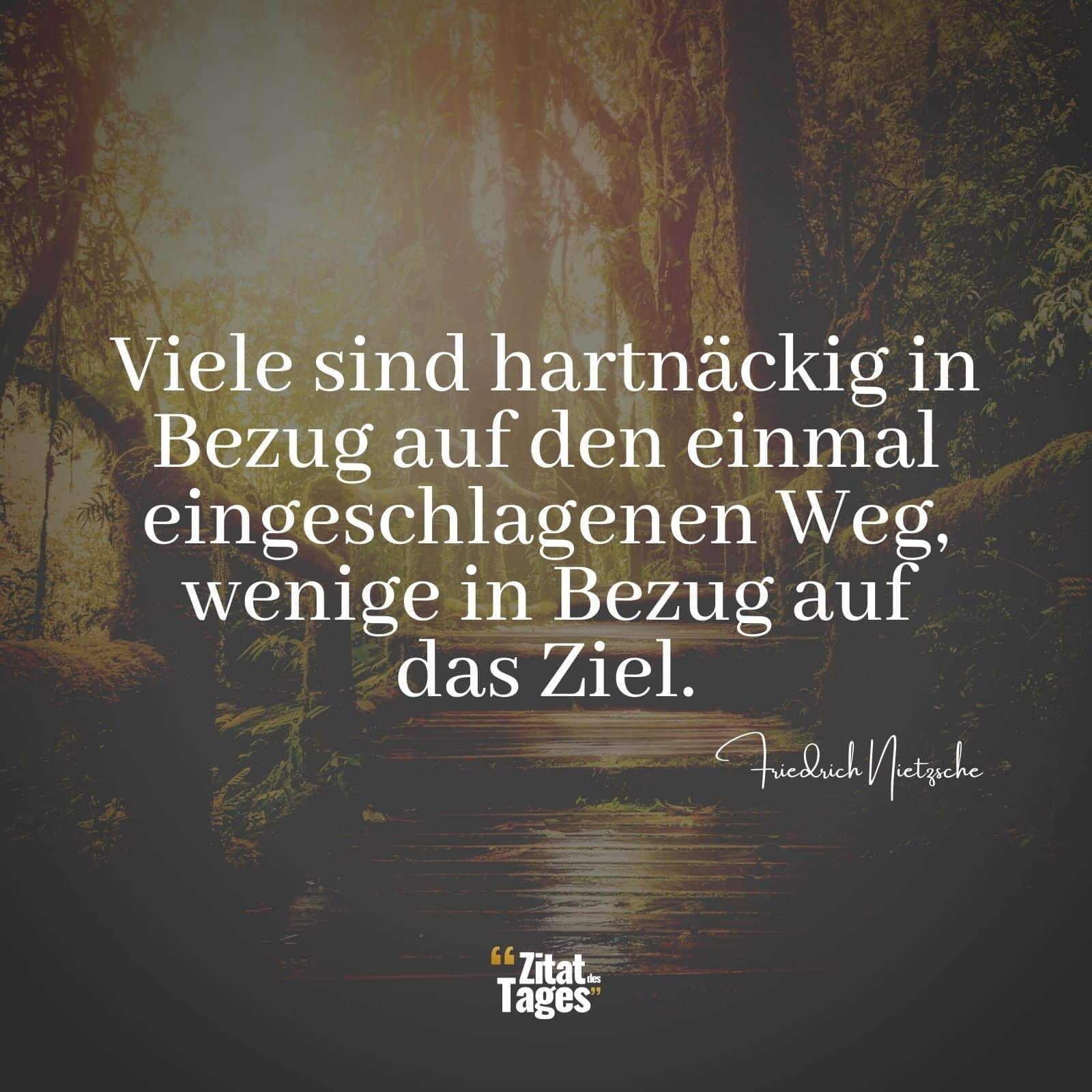 Viele sind hartnäckig in Bezug auf den einmal eingeschlagenen Weg, wenige in Bezug auf das Ziel. - Friedrich Nietzsche