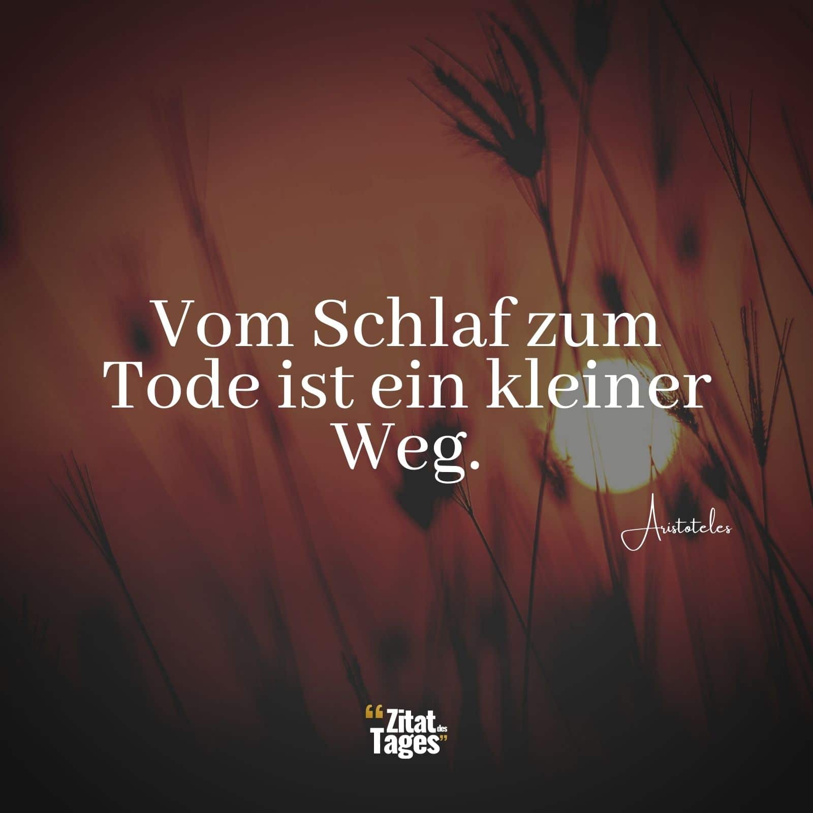 Vom Schlaf zum Tode ist ein kleiner Weg. - Aristoteles