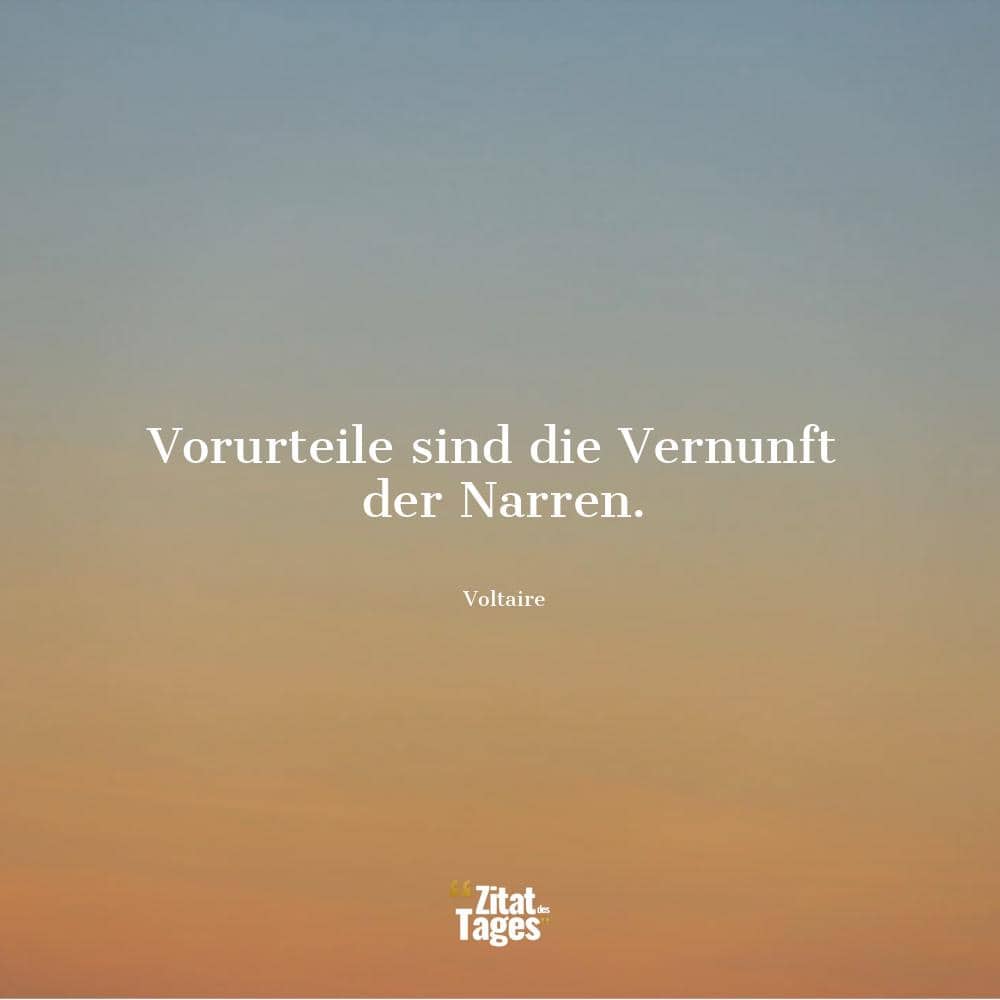 Vorurteile sind die Vernunft der Narren. - Voltaire