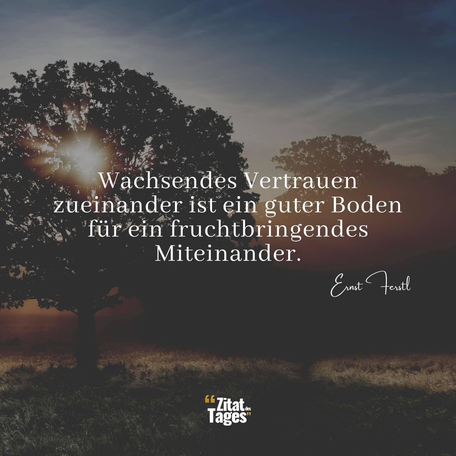 Wachsendes Vertrauen zueinander ist ein guter Boden für ein fruchtbringendes Miteinander. - Ernst Ferstl