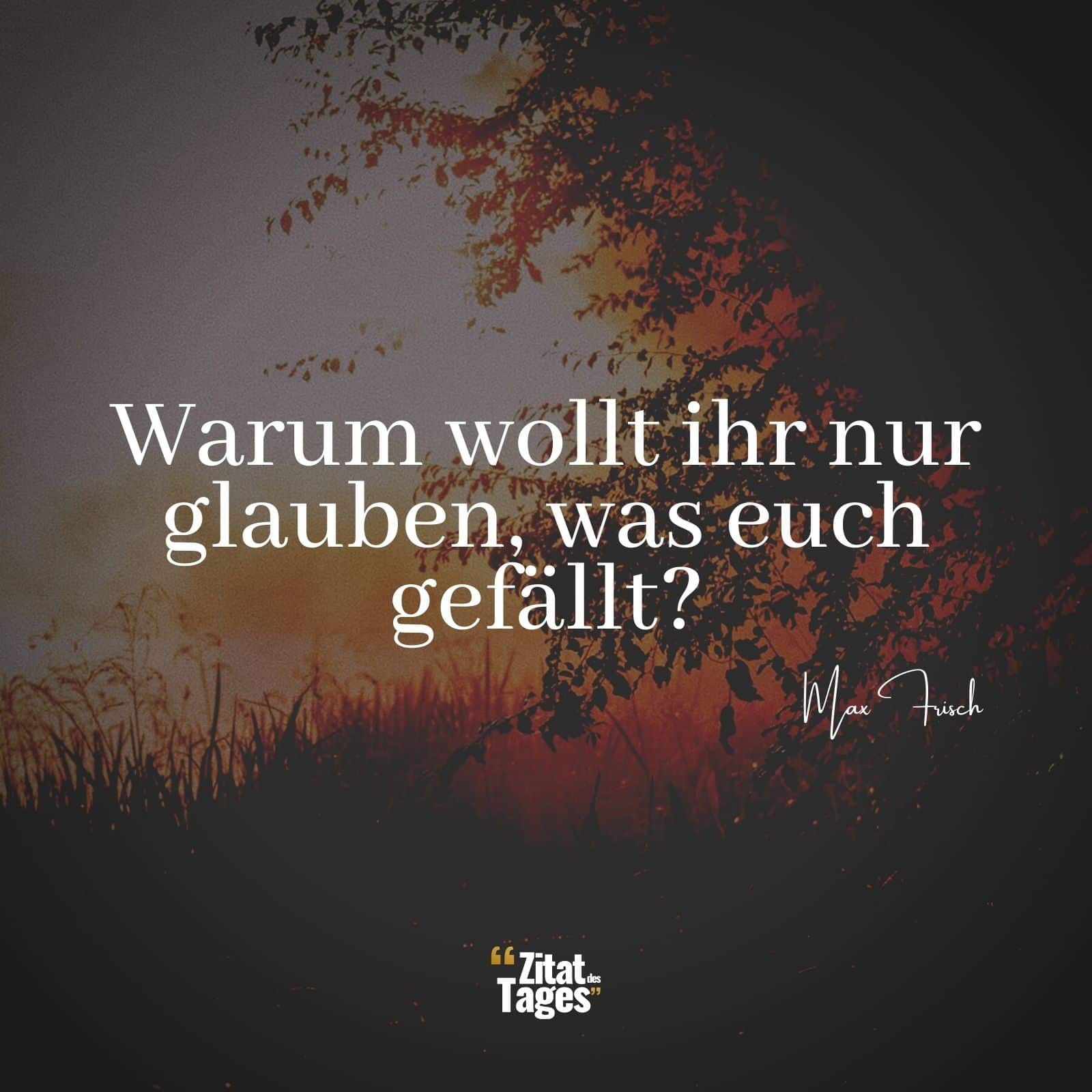 Warum wollt ihr nur glauben, was euch gefällt? - Max Frisch