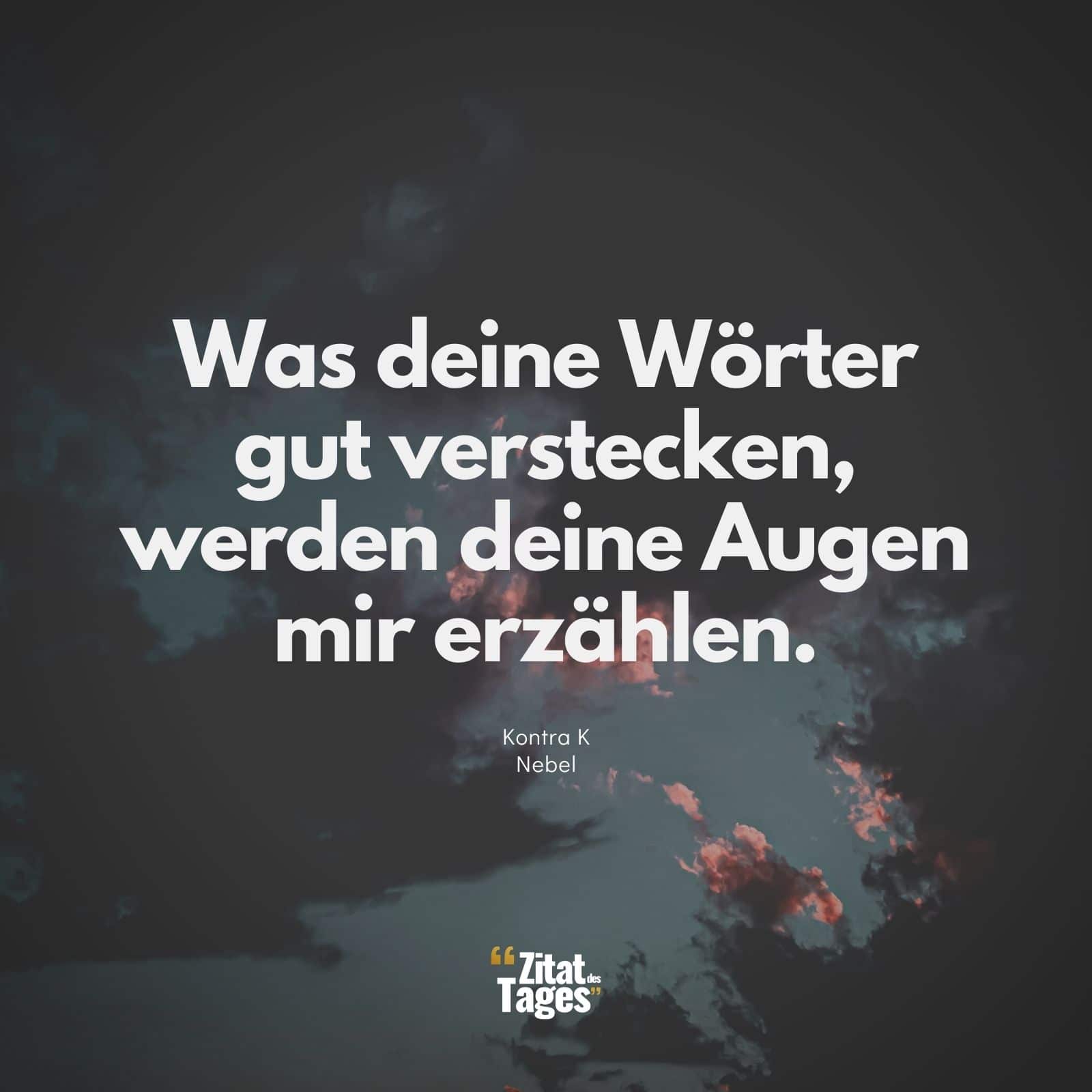 Was deine Wörter gut verstecken, werden deine Augen mir erzählen. - Kontra K