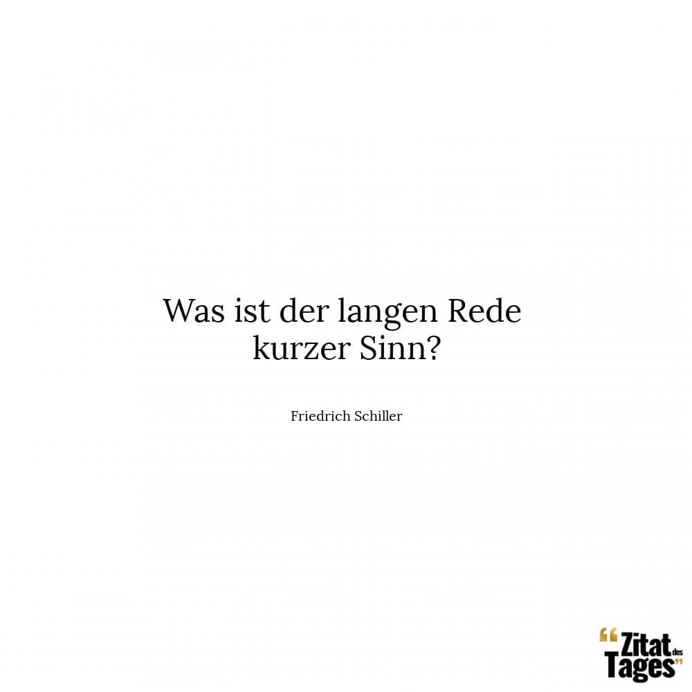 Was ist der langen Rede kurzer Sinn? - Friedrich Schiller