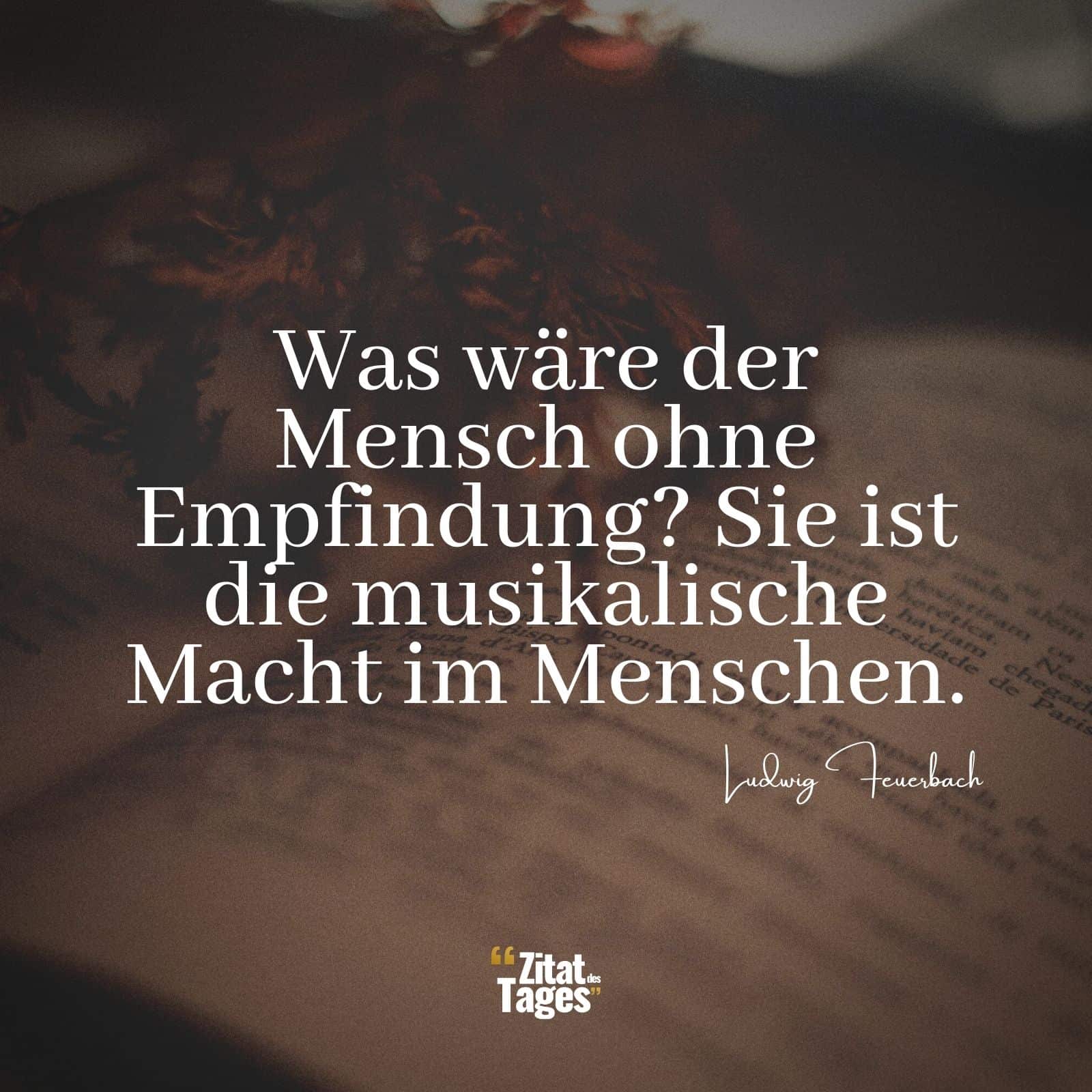 Was wäre der Mensch ohne Empfindung? Sie ist die musikalische Macht im Menschen. - Ludwig Feuerbach