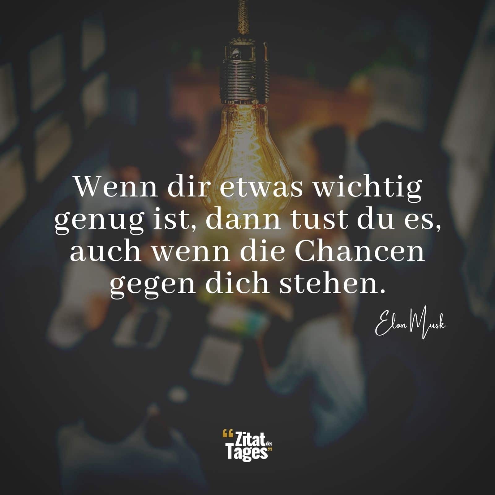 Wenn dir etwas wichtig genug ist, dann tust du es, auch wenn die Chancen gegen dich stehen. - Elon Musk