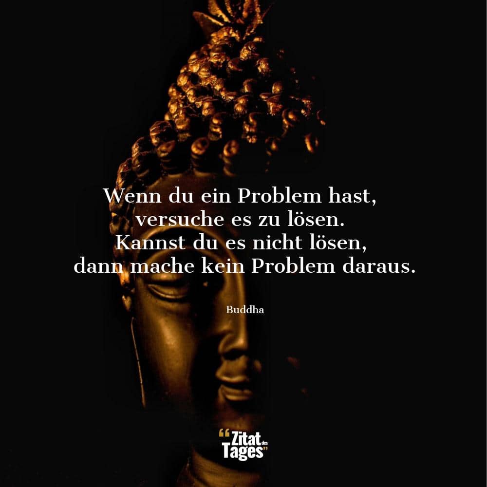 Wenn du ein Problem hast, versuche es zu lösen. Kannst du es nicht lösen, dann mache kein Problem daraus. - Buddha