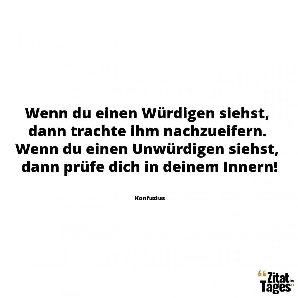 Wenn du einen Würdigen siehst, dann trachte ihm nachzueifern. Wenn du einen Unwürdigen siehst, dann prüfe dich in deinem Innern! - Konfuzius