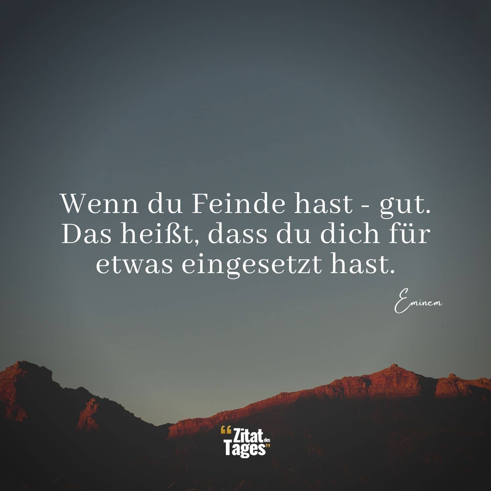 Wenn du Feinde hast - gut. Das heißt, dass du dich für etwas eingesetzt hast. - Eminem