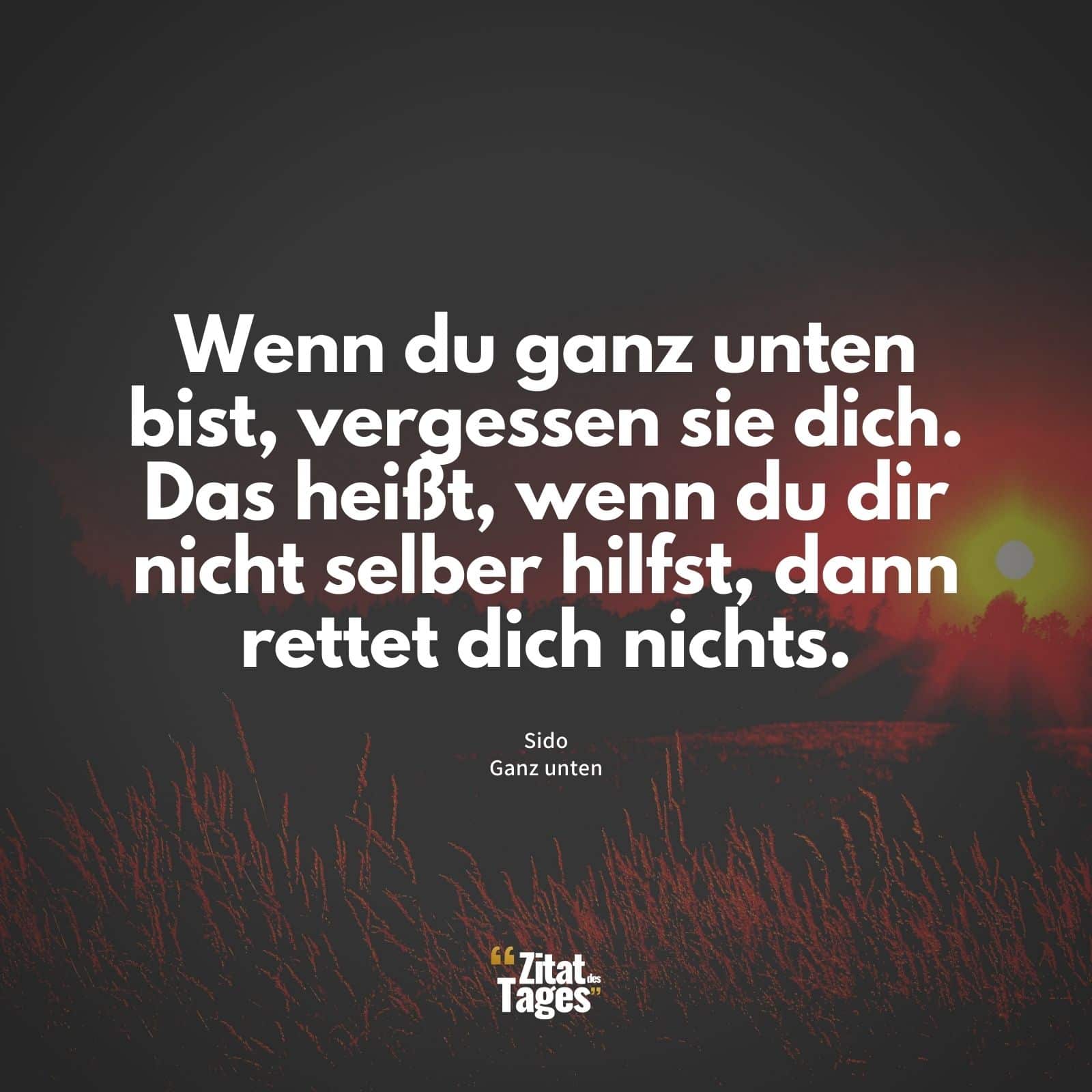 Wenn du ganz unten bist, vergessen sie dich. Das heißt, wenn du dir nicht selber hilfst, dann rettet dich nichts. - Sido