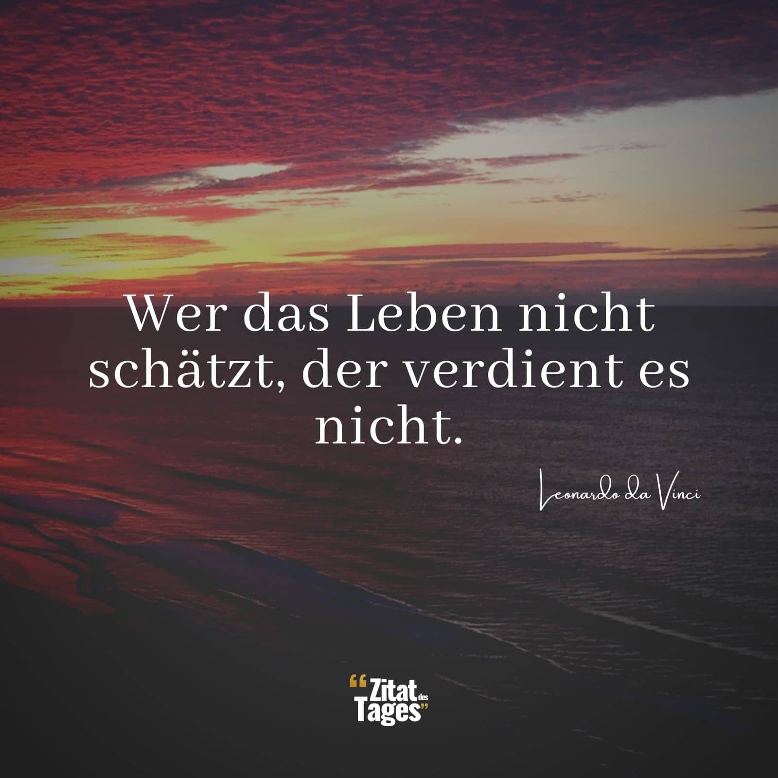 Wer das Leben nicht schätzt, der verdient es nicht. - Leonardo da Vinci