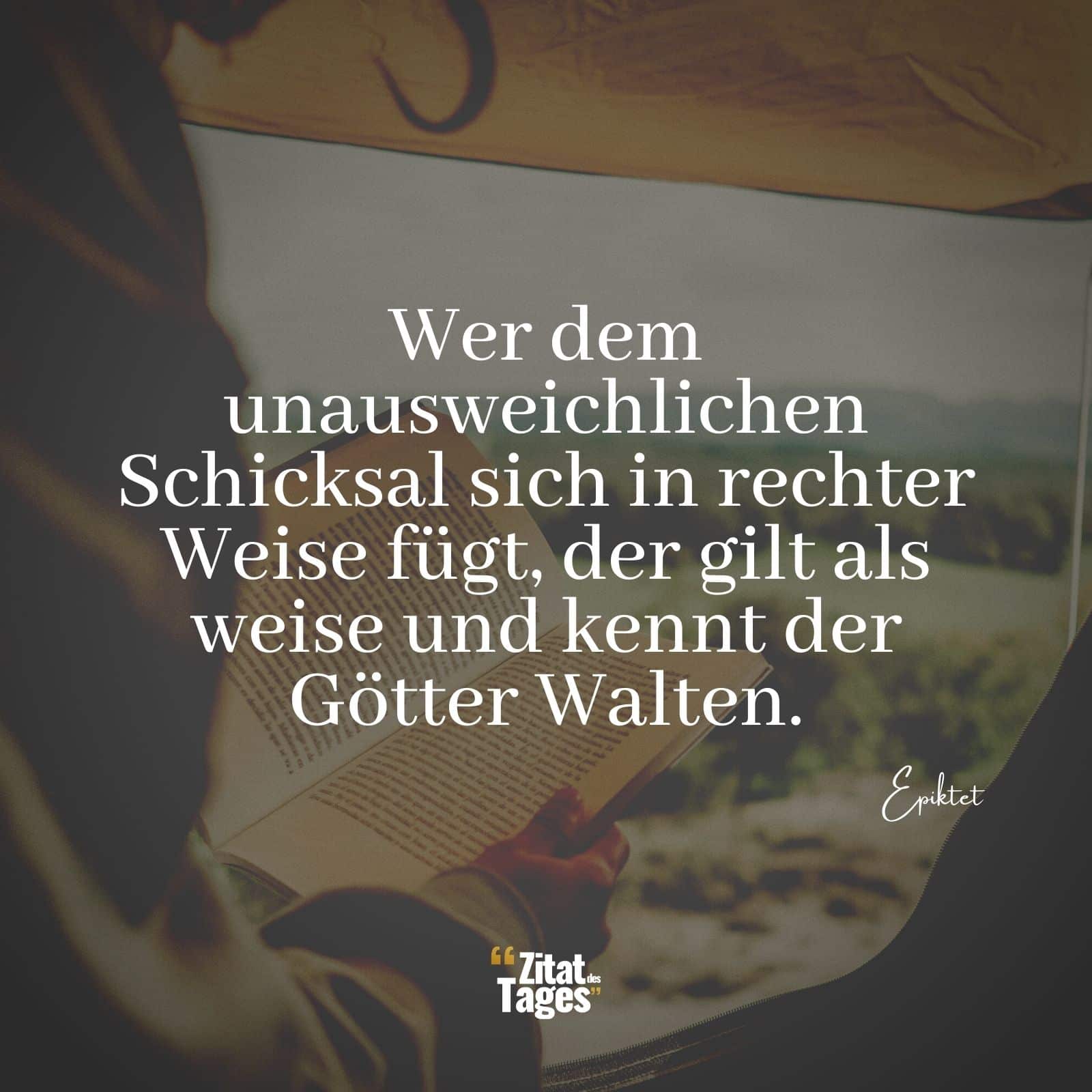 Wer dem unausweichlichen Schicksal sich in rechter Weise fügt, der gilt als weise und kennt der Götter Walten. - Epiktet