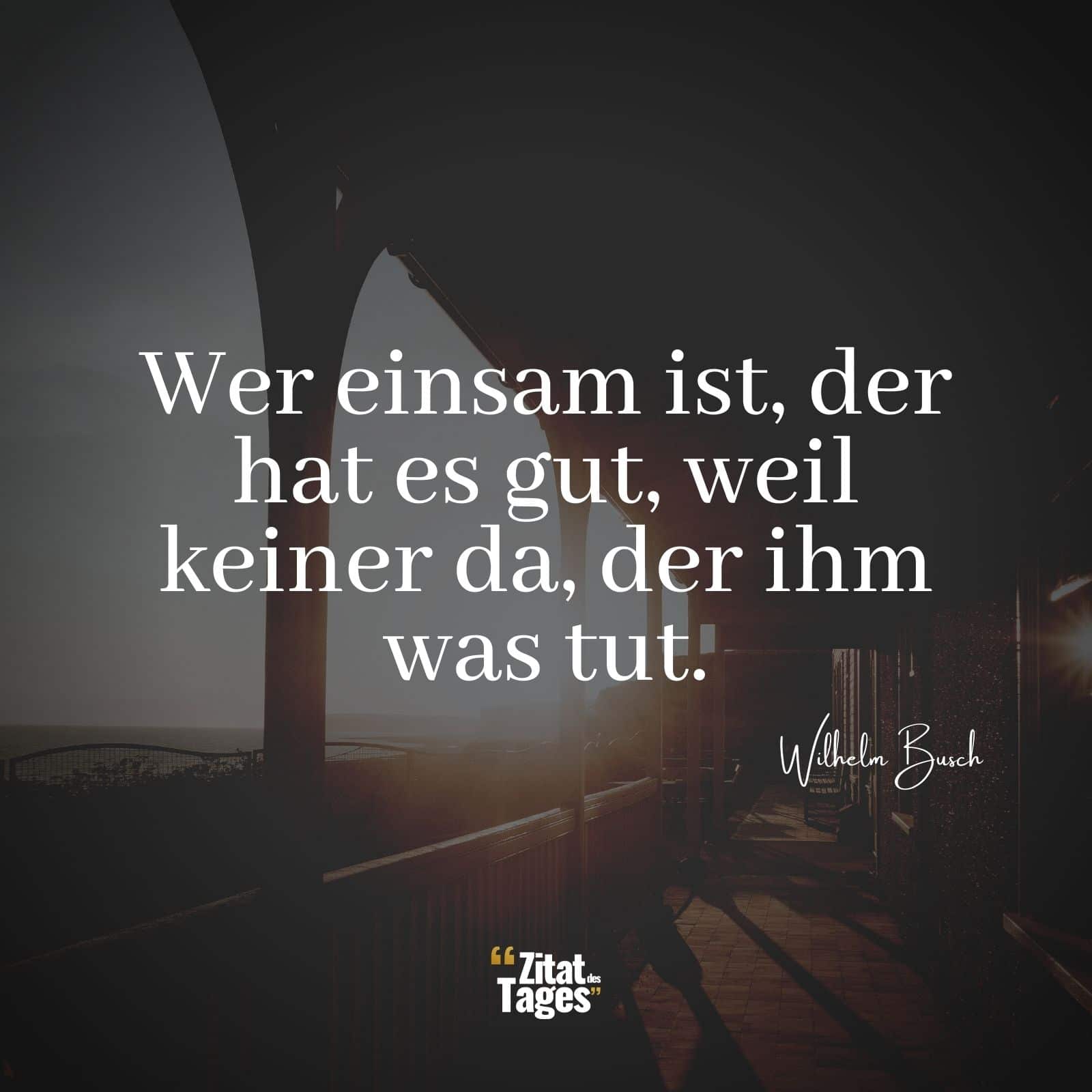 Wer einsam ist, der hat es gut, weil keiner da, der ihm was tut. - Wilhelm Busch