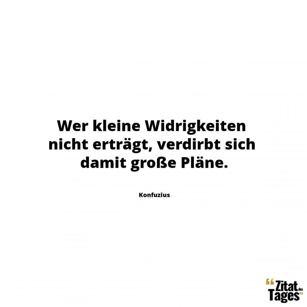 Wer kleine Widrigkeiten nicht erträgt, verdirbt sich damit große Pläne. - Konfuzius