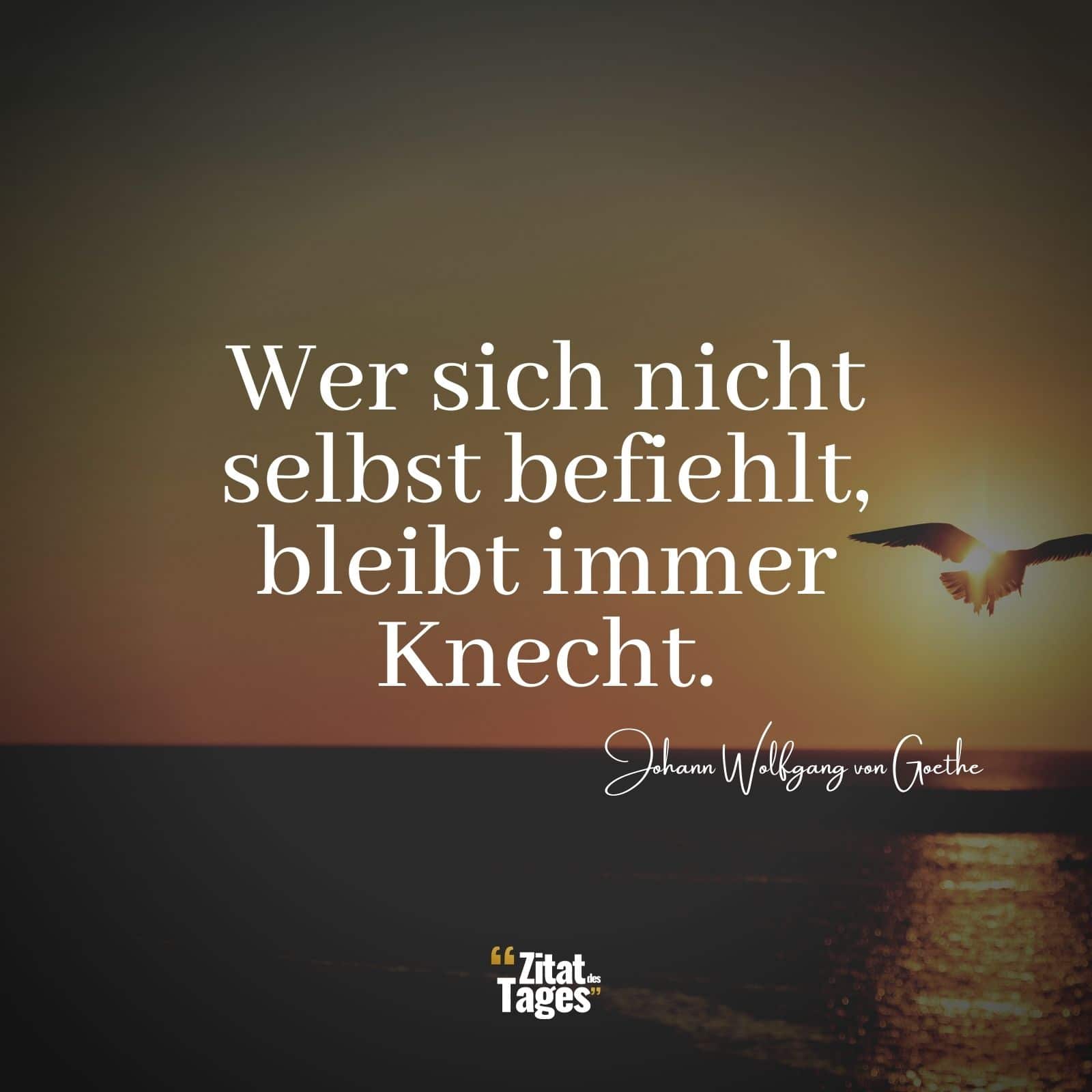 Wer sich nicht selbst befiehlt, bleibt immer Knecht. - Johann Wolfgang von Goethe