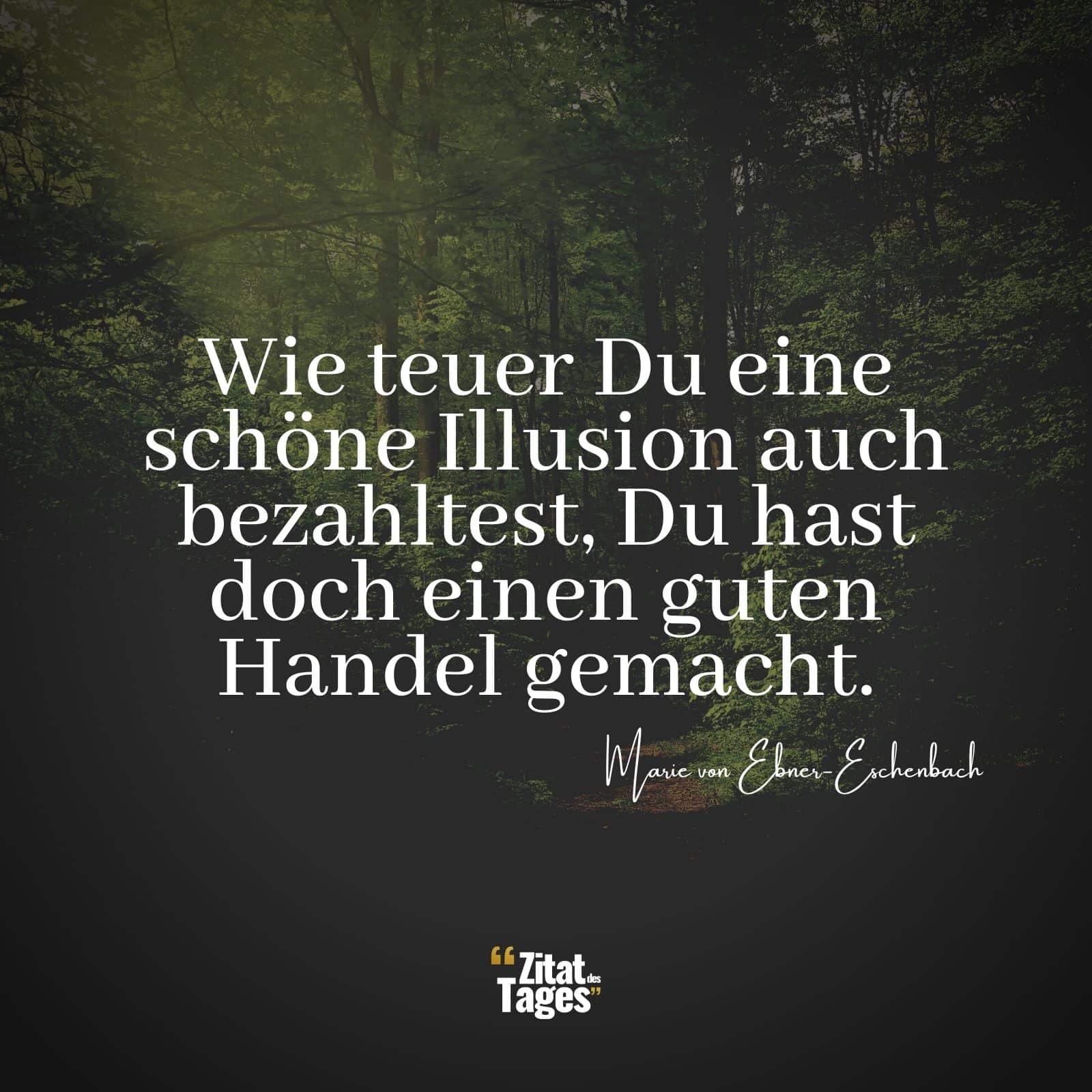 Wie teuer Du eine schöne Illusion auch bezahltest, Du hast doch einen guten Handel gemacht. - Marie von Ebner-Eschenbach