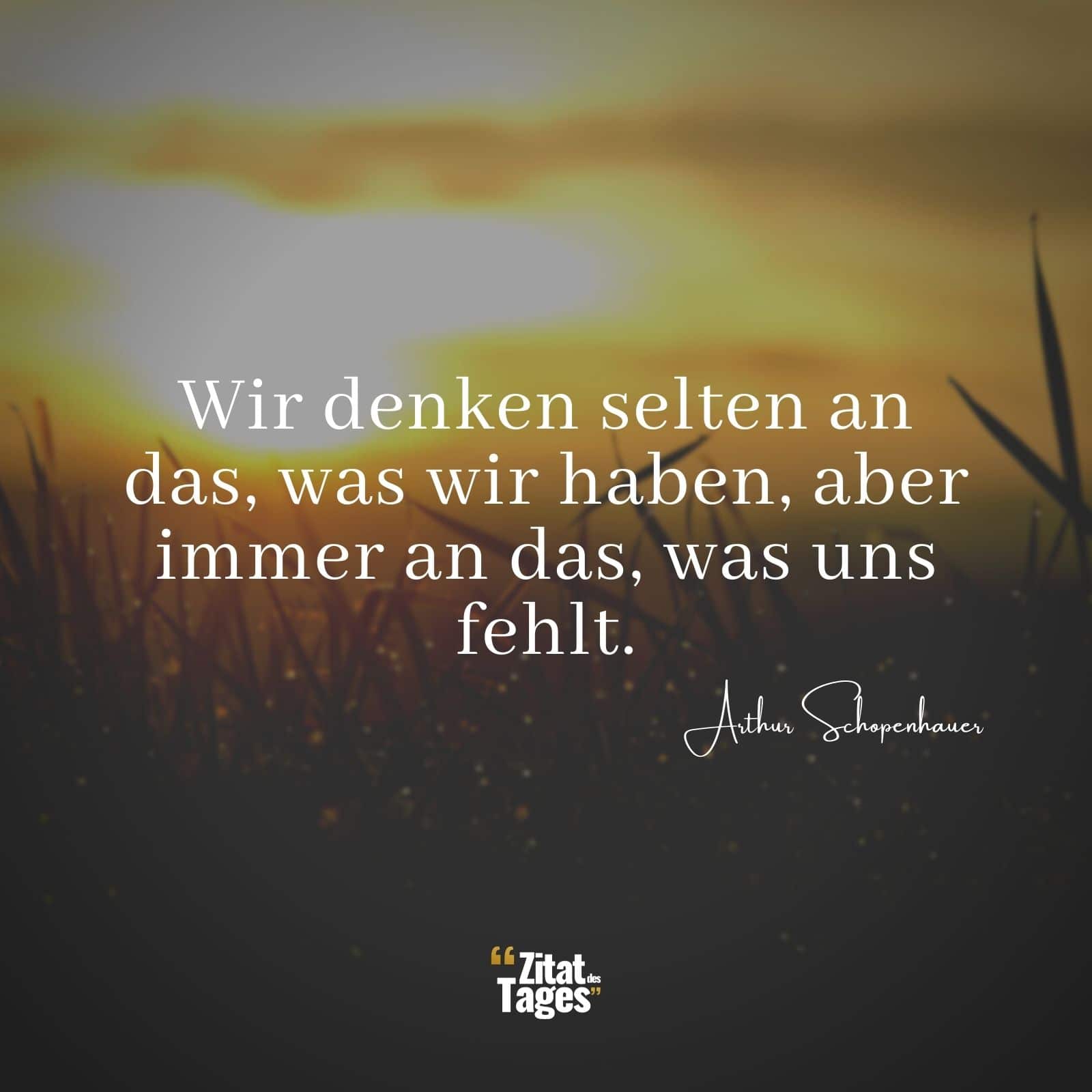 Wir denken selten an das, was wir haben, aber immer an das, was uns fehlt. - Arthur Schopenhauer