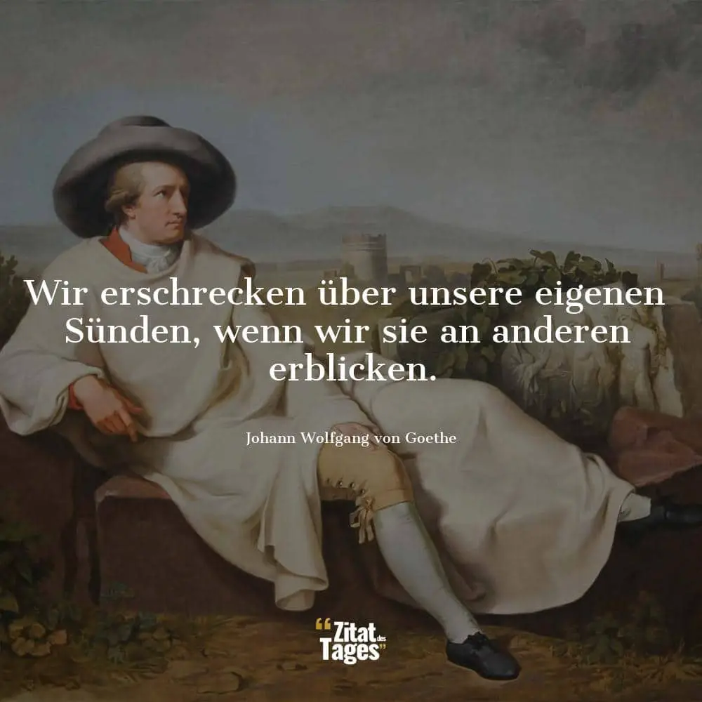 Wir erschrecken über unsere eigenen Sünden, wenn wir sie an anderen erblicken. - Johann Wolfgang von Goethe