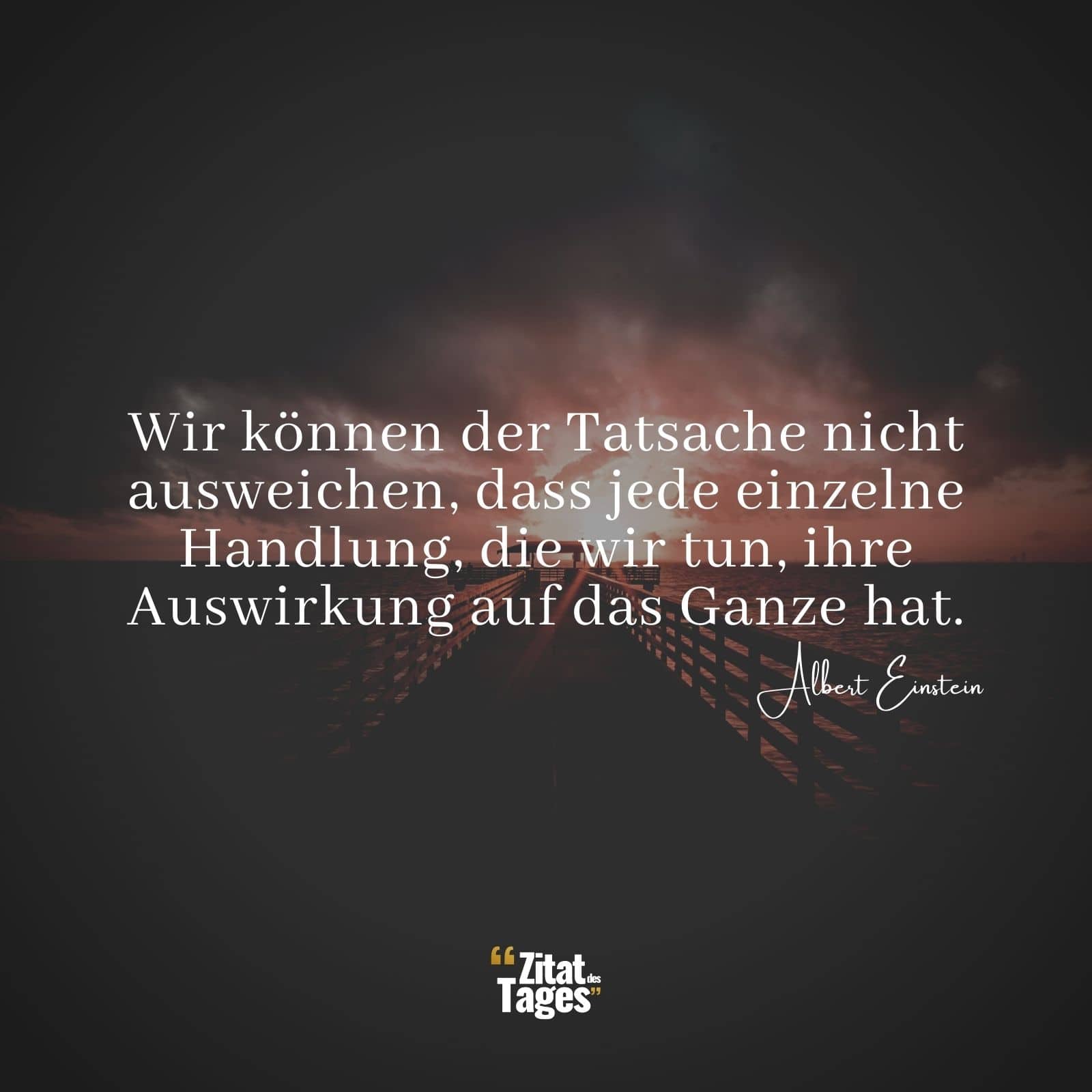 Wir können der Tatsache nicht ausweichen, dass jede einzelne Handlung, die wir tun, ihre Auswirkung auf das Ganze hat. - Albert Einstein