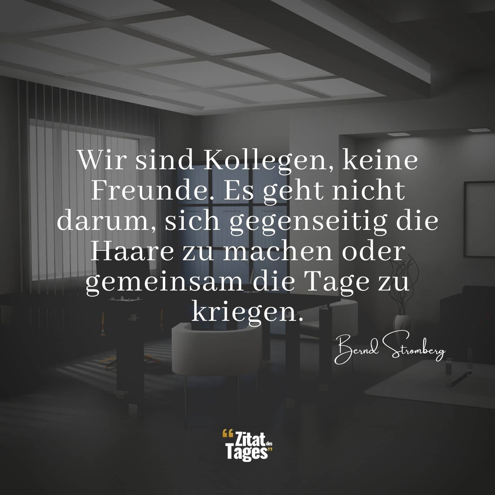 Wir sind Kollegen, keine Freunde. Es geht nicht darum, sich gegenseitig die Haare zu machen oder gemeinsam die Tage zu kriegen. - Bernd Stromberg