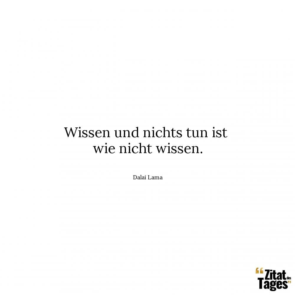 Wissen und nichts tun ist wie nicht wissen. - Dalai Lama