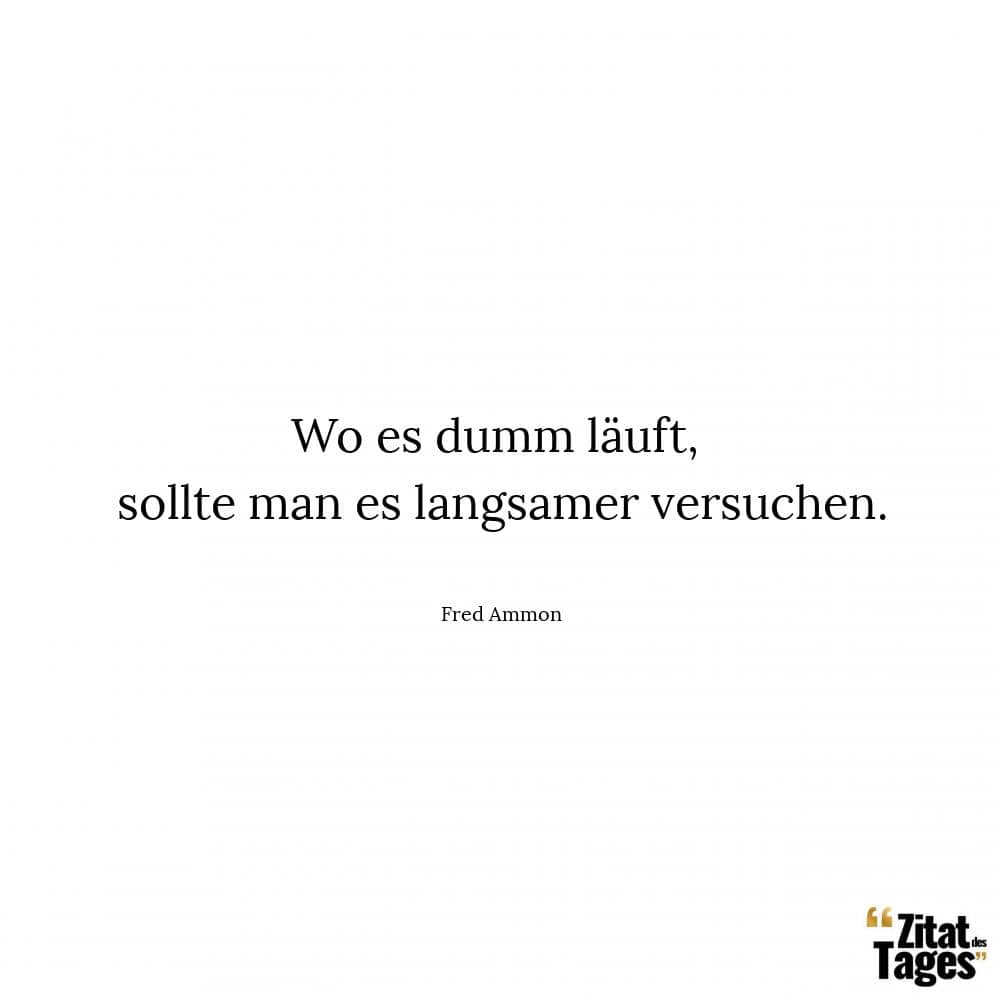 Wo es dumm läuft, sollte man es langsamer versuchen. - Fred Ammon